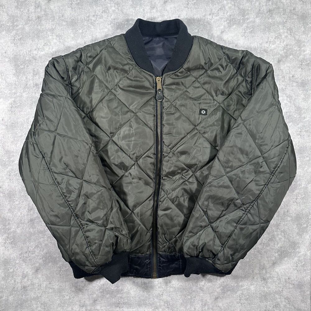 Y2K South Pole Reversible Green Navy Quilted Bomber Flyers Jacket Mens XL